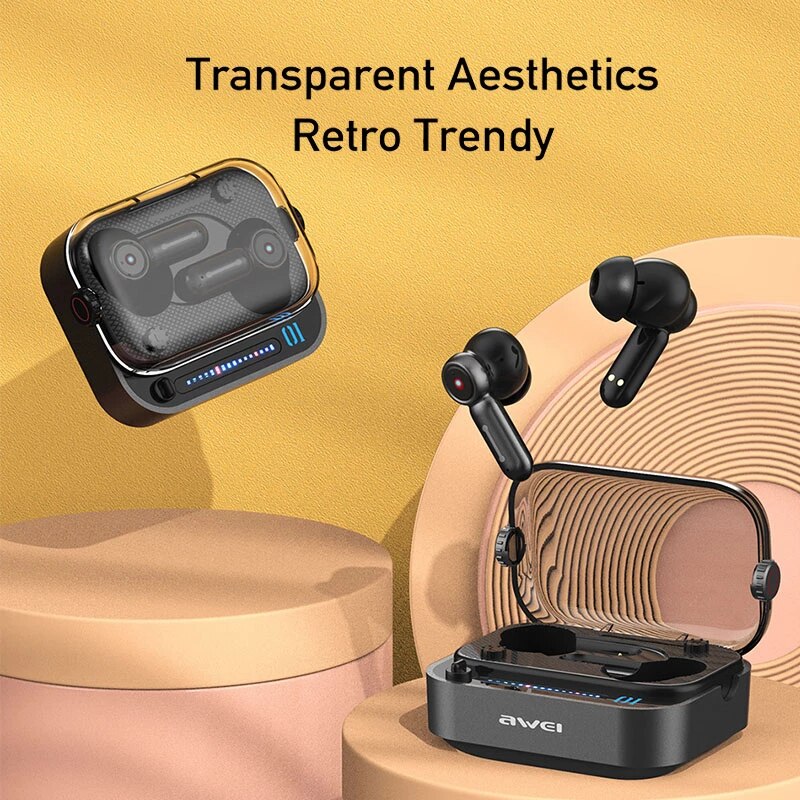 Ασύρματα Ακουστικά Αφής Awei T58 Ψείρες In-ear Bluetooth V5.3 Handsfree με Θήκη Φόρτισης - Μαύρα